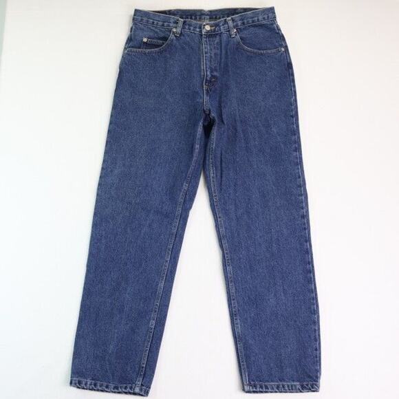 Wrangler Jeans Mens 35x32 (Measures 34x32) Blue Denim Straight Workwear Cowboy - Picture 1 of 8